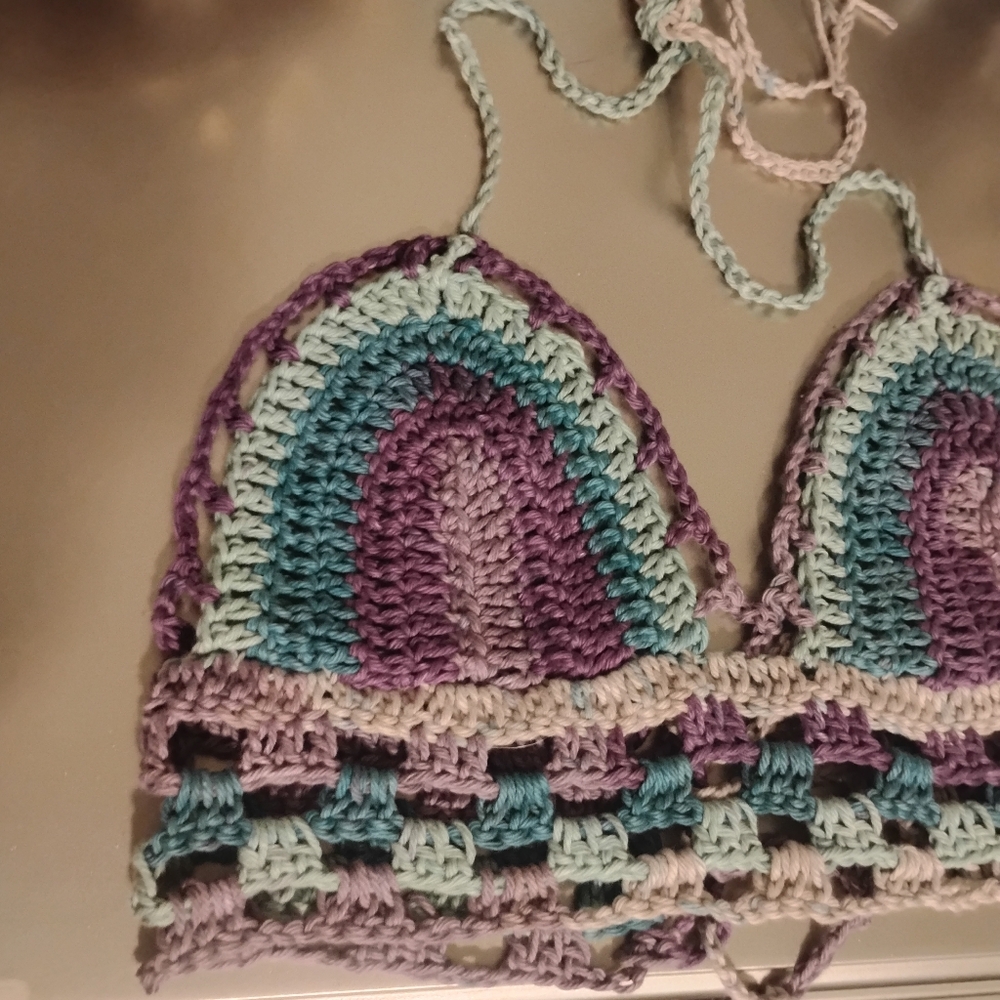 Multicolor Crochet Halter Top - Picture 3 of 14